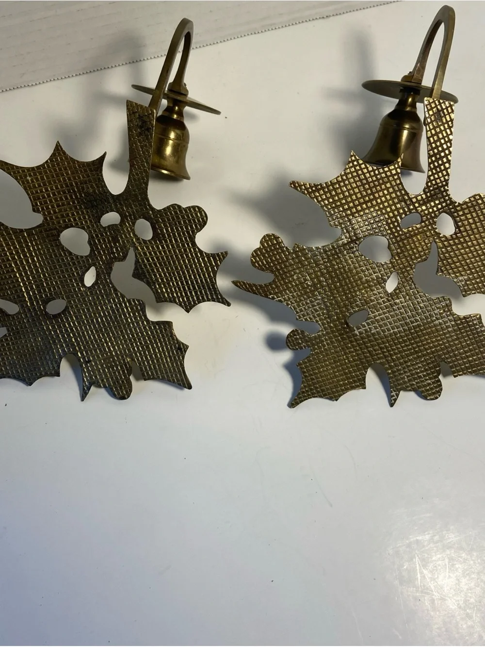 Brass Leaf Wall Candle Sconces - Pair